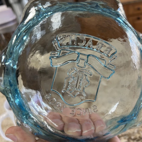 Vintage Brach's Candy Bowl Aqua Blue Rim Glass Advertising Dish 7"embossed - Picture 10 of 12